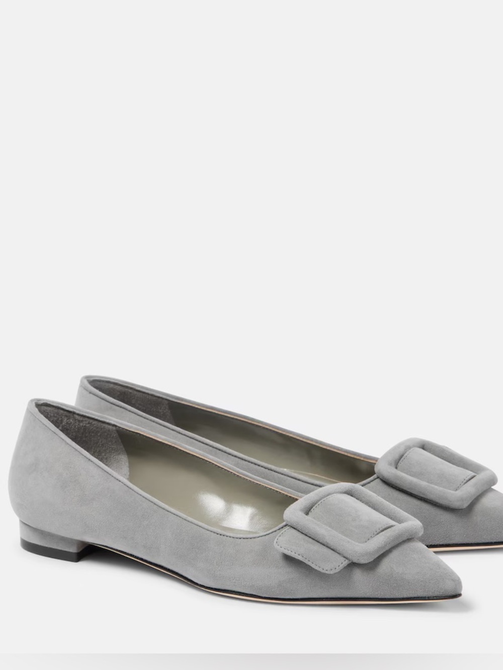Manolo Blahnik Light Gray Maysalepumpflat suede ballet flats